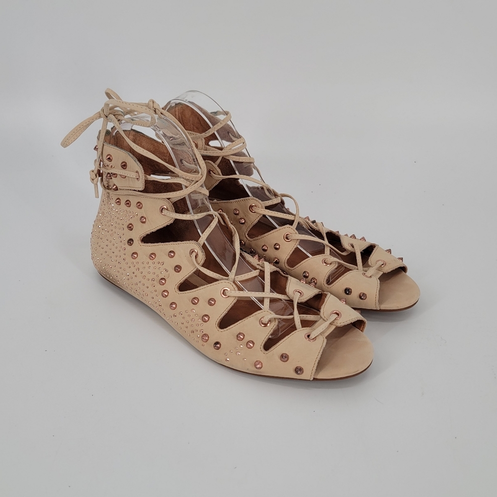 Schutz Lace Up Studded Gladiator Sandals Size EUR 40 US 9